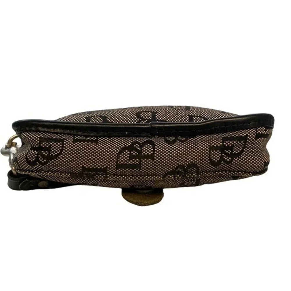Dooney Bourke Logo Canvas Leather Trim Wristlet